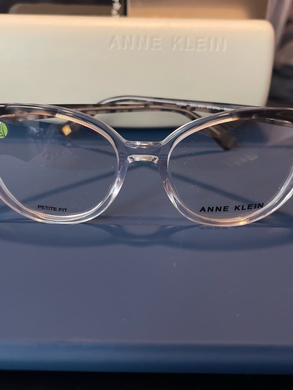 Anne Klein Transparent Frame Reading Glasses with Subtle Blue Tint (add your RX)